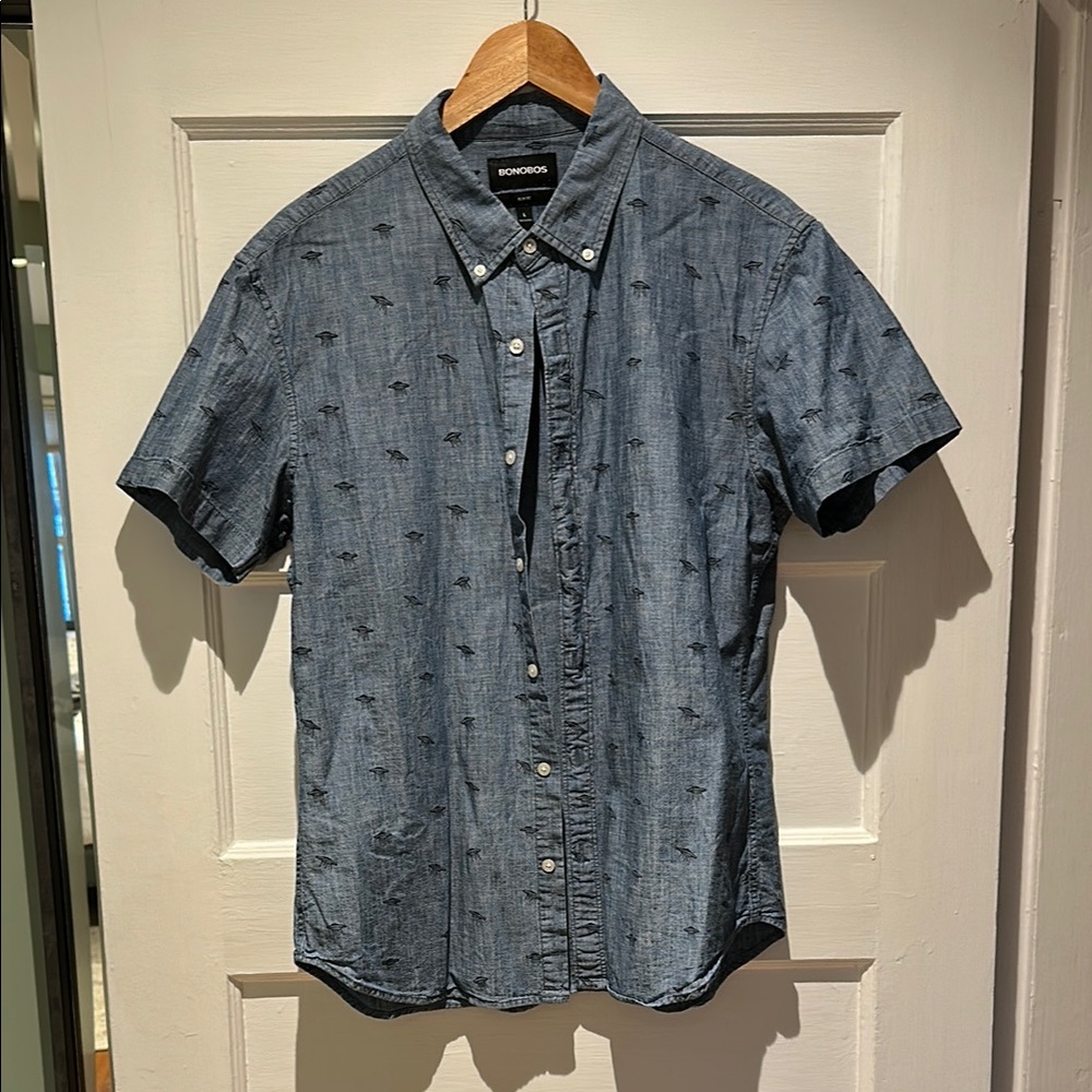 Bonobos Denim Blue Short Sleeve Shirt